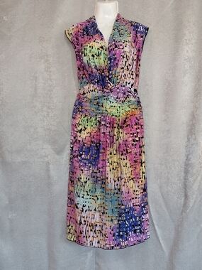 SWAK  Sealed With A Kiss Multicolor Abstract Print Dress Plus Size 4x V Neck USA